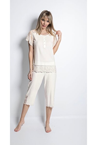 NightLove طقم كابري موناميس بأزرار أمامية ودانتيل مطرز 19154