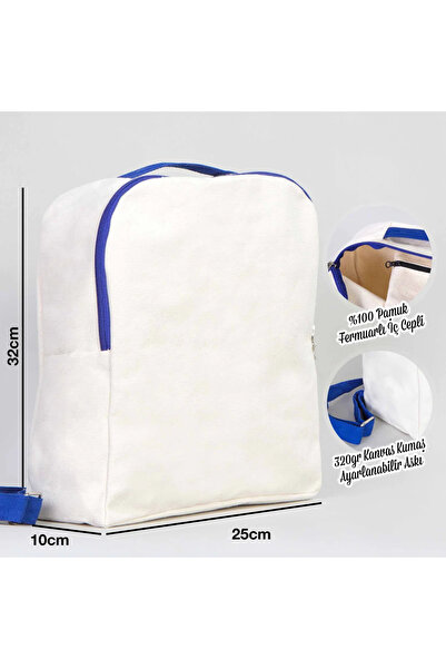 Pamusan Kanvas Sırt Çantası Vip Saks Mavi 25x32x10 Cm
