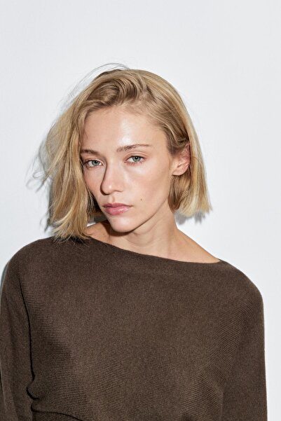 Massimo Dutti Geniş yaka triko kazak