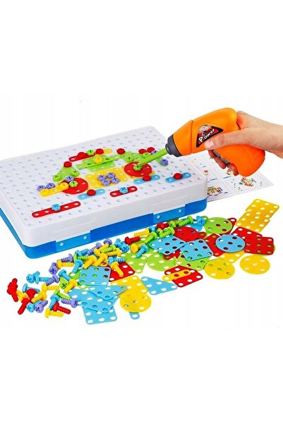 LikeSmart Montessori skill game "Creative Puzzle", Mosaic Type, with Screws, Washers, and Screwdrivers
