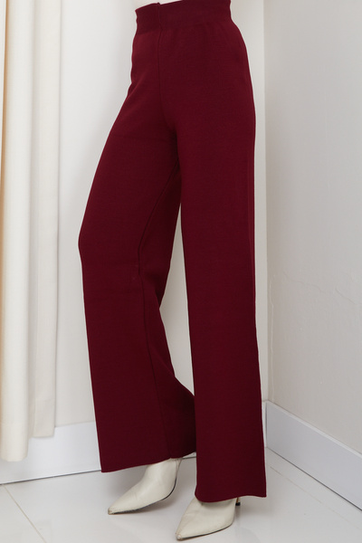 FERHEL Women's winter, comfortable fit, wide-leg comfort-waist knitted trousers