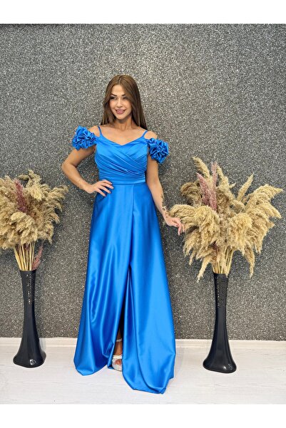 E&A Eren Abiye MADONNA YAKA DERIN YIRTMACLI SATEN