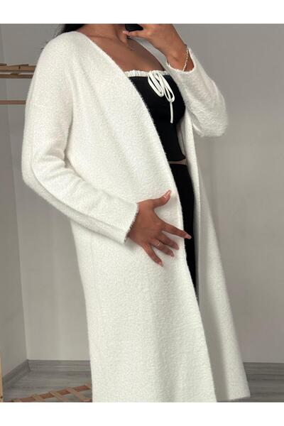 orjinal blue b Cardigan Beard Knit Knee Length Winter New Season Cardigan Beard Wool Rope Alhawi Carmel Model