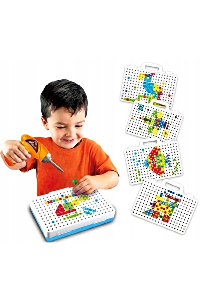 LikeSmart Montessori skill game "Creative Puzzle", Mosaic Type, with Screws, Washers, and Screwdrivers
