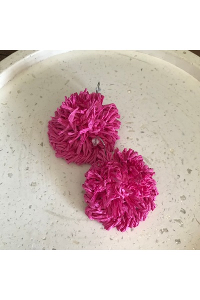 By G Tasarım Fuchsia Pink Design Paper String Earrings