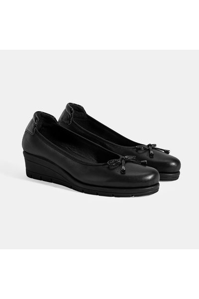 Desa Women's Black Bow Detailed Desacomfort Leather Shoes