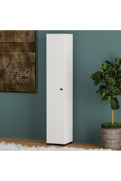Desire Multifunctional Cabinet with a Single Door – Modern Design, Glossy White, Premium Chipboard