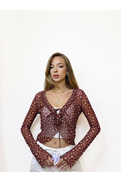 PROTO SUIT Μπλούζα σιφόν με σχέδιο με λαιμόκοψη σε σχήμα V