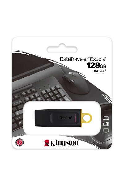 Kingston Dtx/128Gb USB 3.2 Data Traveler Exodia Gen 1 Flash Disk (Black - Yellow)