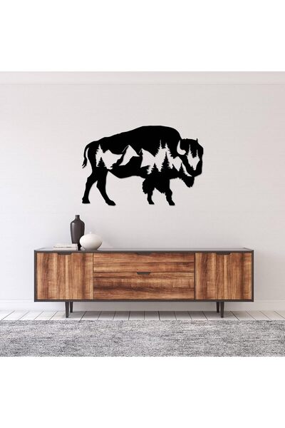 Slasa Acrylic Wall Art Panel Buffalo 16 × 24 inch - Glossy Black Animal Design