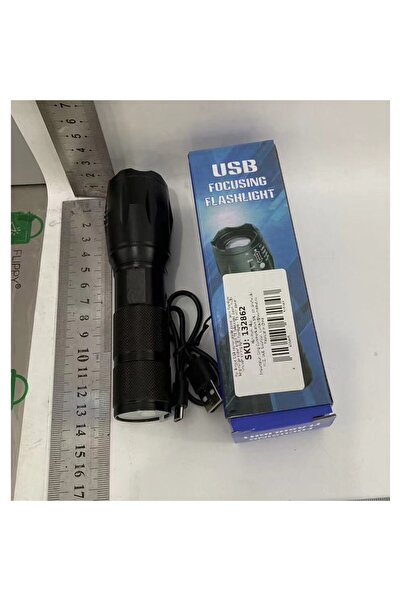 Flippy LED Power Bank Flashlight T9 Telescopic 14.7–15.7 cm, 5W, 300m Range, Zoom, USB, Black