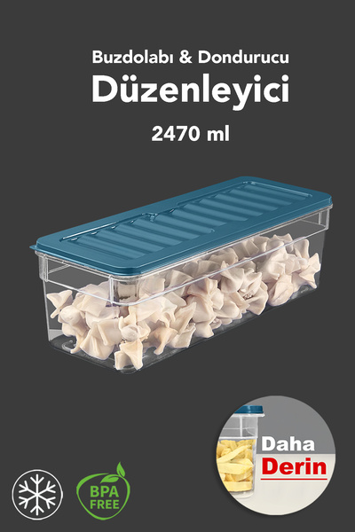 Meleni Home 1 Piece Deep Microwave Compatible Storage Container - Organizer Food Storage Container 2470 ml Blue