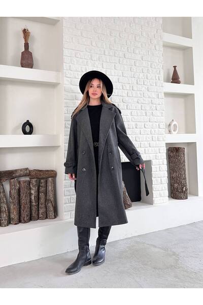 Bella Breeze Γυναικείο παλτό με μακριά ζώνη με διπλά κουμπιά και κομψό σχέδιο