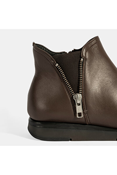 Desa Γυναικείες δερμάτινες μπότες DesaComfort με φερμουάρ σε καφέ χρώμα