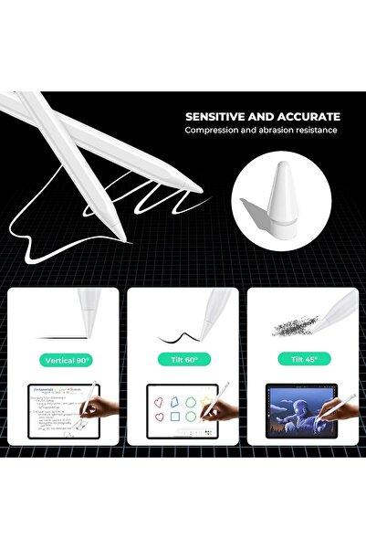 m.tk moveteck Apple Pencil 2St/1St Generation Pencil Pro/Usb-C for iPad Pro/Mini/Air Durable with 6 Replacement Tips and Case