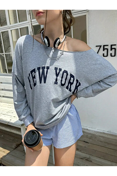 npLStore Hanorac pentru femei New York cu imprimeu cu gât barcă