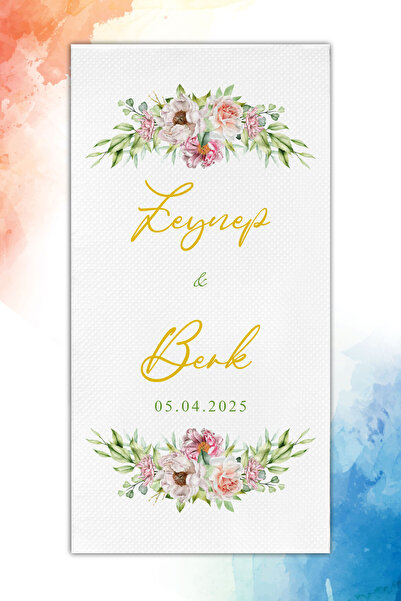 nna tasarım 50 Adet Kişiye Özel İsim Baskılı Airsoft Düğün Peçetesi(AS05-50)