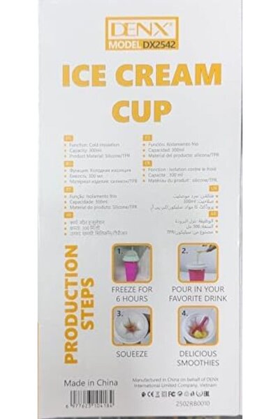 Denx Magic Slushie Maker Cup 300ml, Reusable Silicone Smoothie Ice Cream Cup Milkshake for Kids & Ad