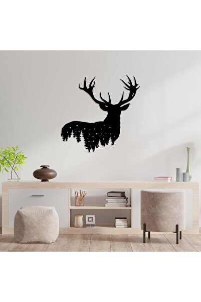 Slasa لوحة فنية جدارية من الأكريليك باللون الأسود بتصميم غزال من تصميم - 25 × 17 بوصة ديكور أنيق للحياة البرية