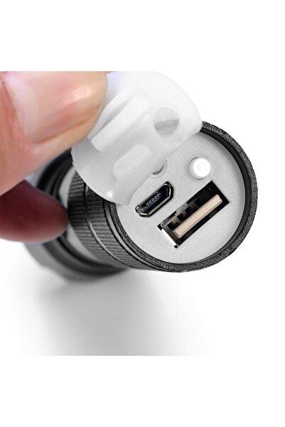 Flippy LED Power Bank Flashlight T9 Telescopic 14.7–15.7 cm, 5W, 300m Range, Zoom, USB, Black