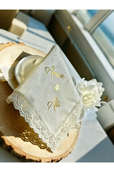 ALYANSHOME Söz nişan damat mendili isimli ve Güpürlü