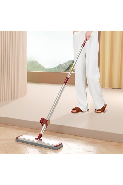 Flippy Flat Mop with Microfiber Cloth, Flippy, For Household Use, 360° Rotation, 42 x 130 cm, Red