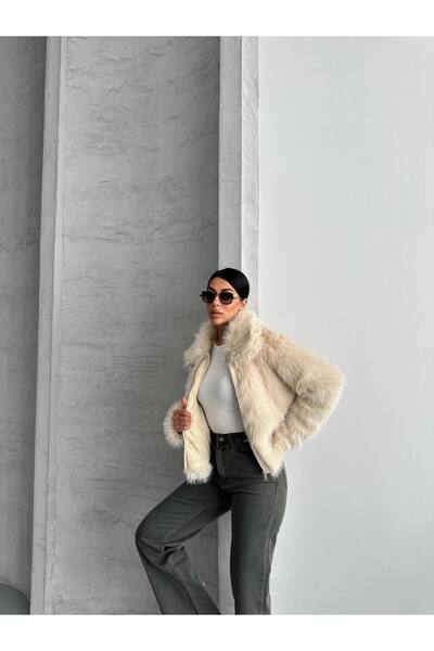 ZF BUTİK Leather-Trimmed, Lined Inside, Lolita Fabric, Zippered Fur