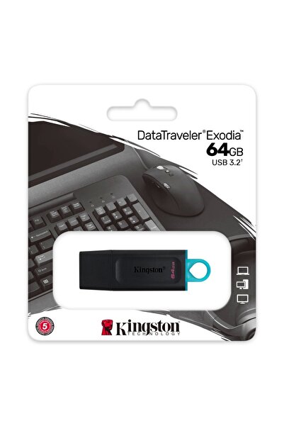 Kingston Dtx/64gb Usb 3.2 Data Traveler Exodia Gen 1 Flash Disk (siyah - Turkuaz)