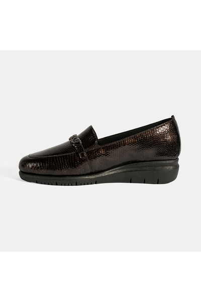 Desa Women's Brown Crocodile Printed Desacomfort Leather Shoes