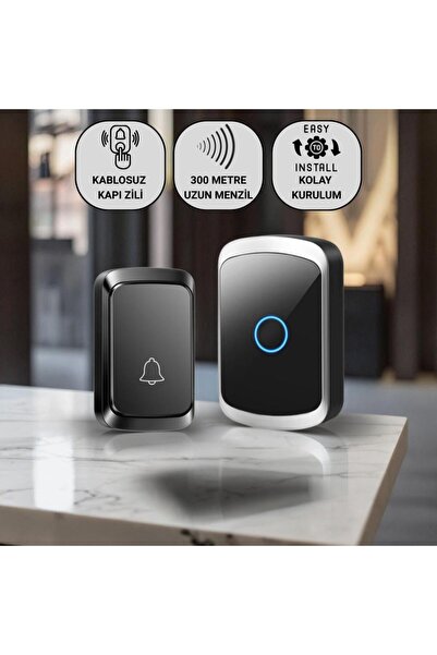 coofbe Led Işıklı Su Gecirmez Kablosuz Kapı Zili 300 Metre Uzun Menzilli Ev, ...