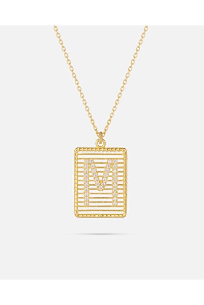 MEKS JEWELS 14 Ayar Altın Harfli Çerçeve Kolye