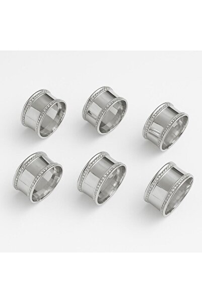 ALMASA 6حبات سوارة لمنديل السفرة فضي