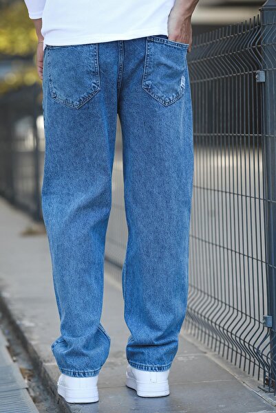 since 1990 man Manreax 896 Beli Lastikli İpli Baggy Bol Kesim Kot Pantolon