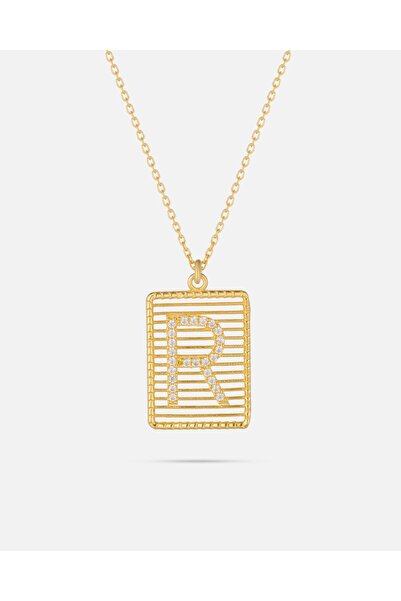 MEKS JEWELS 14 Ayar Altın Harfli Çerçeve Kolye