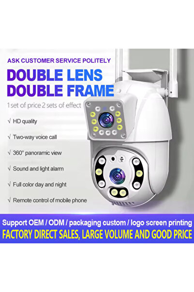 OEM WIFI PTZ Surveillance Camera, V25, with 2 Lenses, 2MP/2MP Full HD, Night Vision, Audio-Video