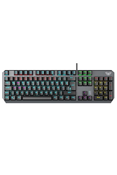 Aula F2066 Blue Switch RGB Makrolu Kablolu Gaming Türkçe Mekanik Oyuncu Klavyesi