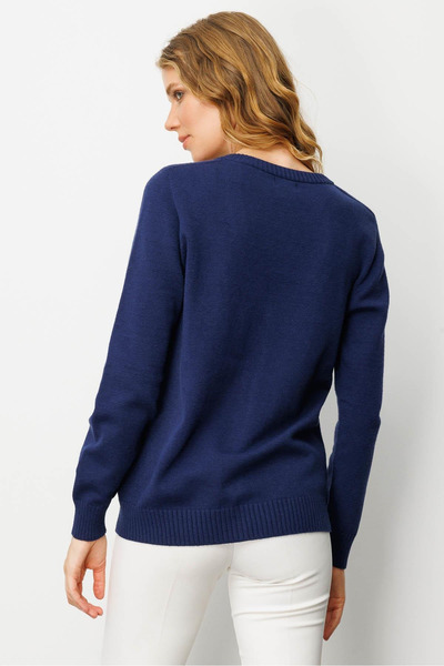 Desen Women's V-Neck Front Diamond Embroidered Cardigan