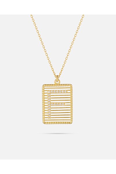 MEKS JEWELS 14 Ayar Altın Harfli Çerçeve Kolye