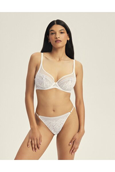 ESOTIQ Non-Padded Soft Bra Underwired with Geometric Lace & Mesh Comfortable & Elegant | Nickita