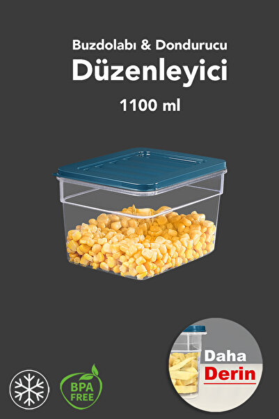 Meleni Home 1 Piece Deep Microwave Compatible Storage Container - Organizer Food Container 1100 ml Blue