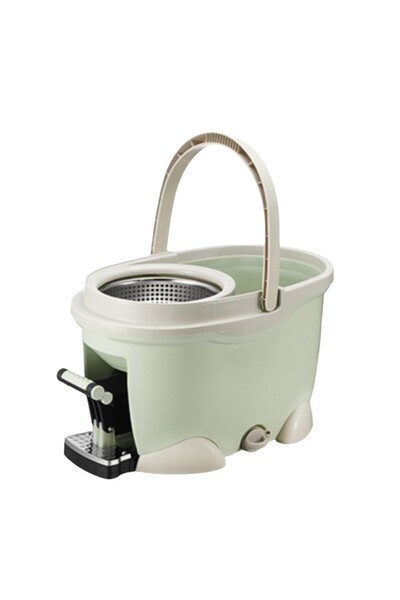 Flippy Pedal Bucket and 360° Rotating Mop Set, Flippy, 2 Cotton Heads, 46x30x28 cm, Matcha Green