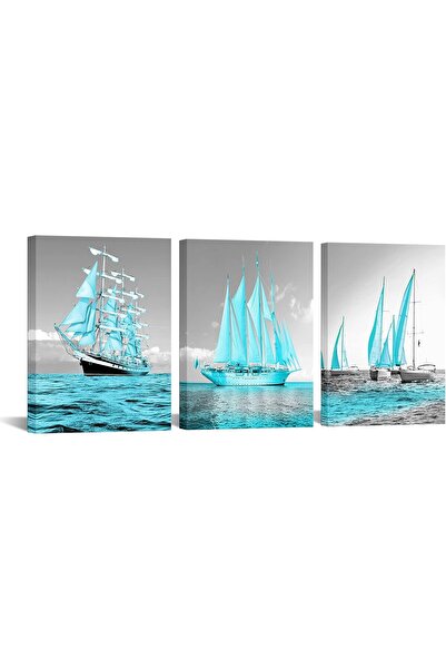 ALAYRA International ALAYRA 3-Piece Canvas Wall Art Panels Boat Design 30x40 ...