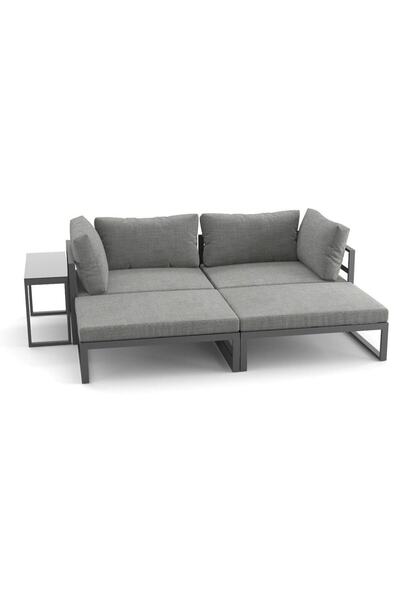 DacEnergy Set de gradina , fabricat din otel, 2 fotolii, 2 scaune si o masuta...