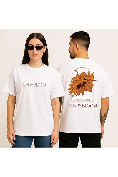 Modacımözlem تي شيرت قطني كبير الحجم مطبوع عليه زهور الشمس للرجال/النساء مناسب لكلا الجنسين