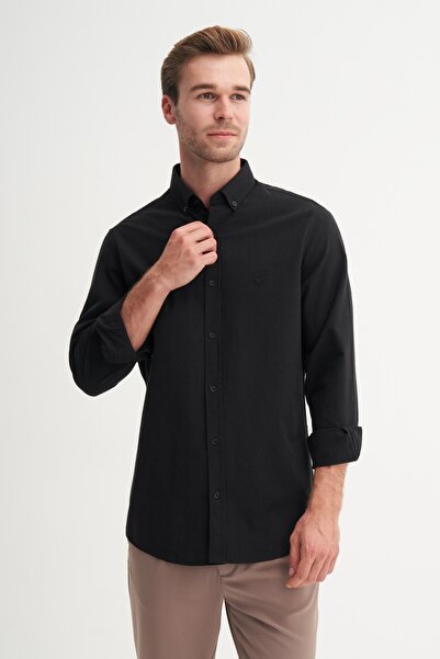 Cazador Regular Fit Men's Long Sleeve Shirt Black 23085
