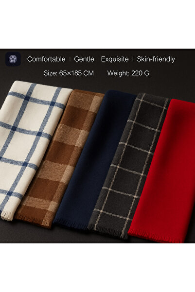 MYZİ STORE Women's Black Square Patterned Thick Winter Shal – Oversize Shawl