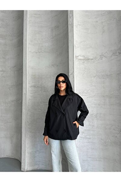 ZF BUTİK Crop-Trenchcoat mit Schultermanschetten