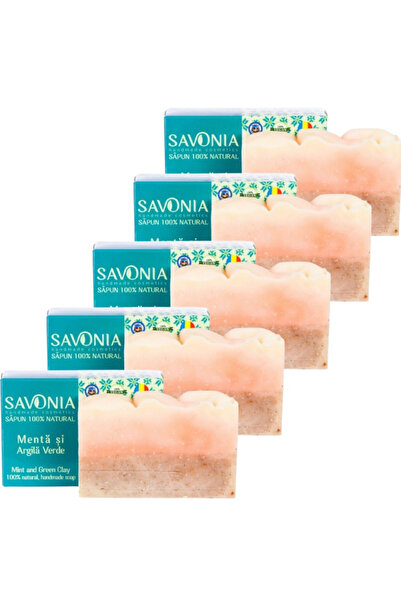 Savonia Set 5 buc - Sapun Menta si Argila Verde,