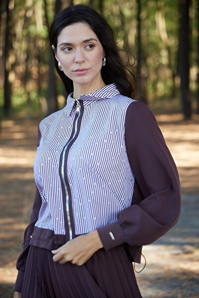 Moodbasic ÇİZGİLİ TAŞLI ETEKLİ TAKIM