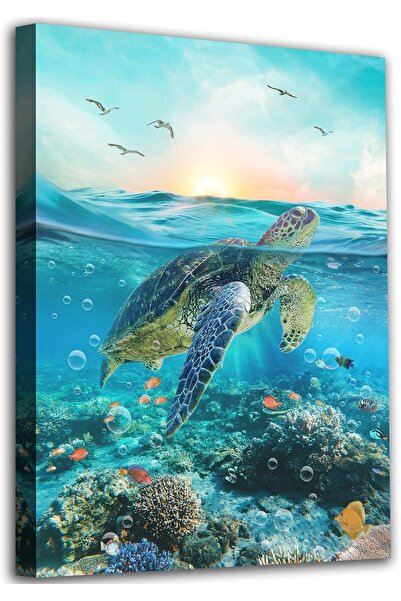 Emoda home Trove لوحة جدارية من قماش سلحفاة المحيط الأزرق من ألايرا - 50 × 70 سم
